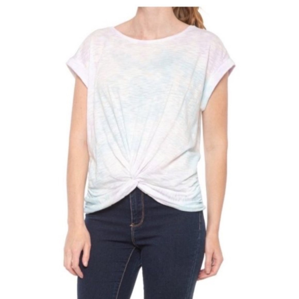 Lucky Brand White Tie Dye Front Cuffed Sleeve T-Shirt | Women’s Size Small
